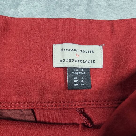 Anthropologie Pants Womens 8 Red The Essential Trouser Ponte Flare Boho Hippie - Picture 4 of 12